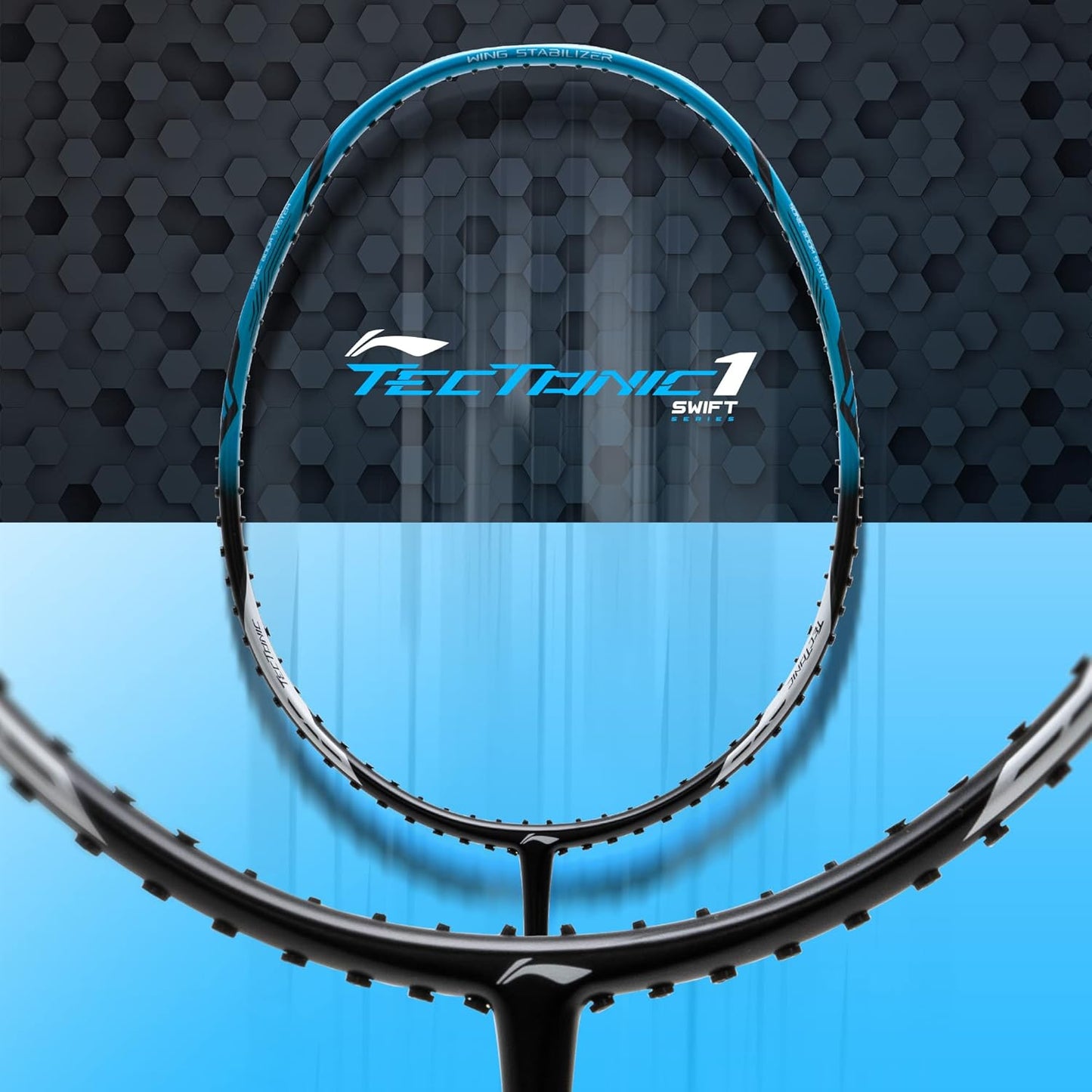 Li-Ning Tectonic 1S Carbon Fibre Strung Badmiton Racket with Full Cover | For Professional | Havey Head | Dynamic Optimum Frame | Maximum String Tension- 26lbs