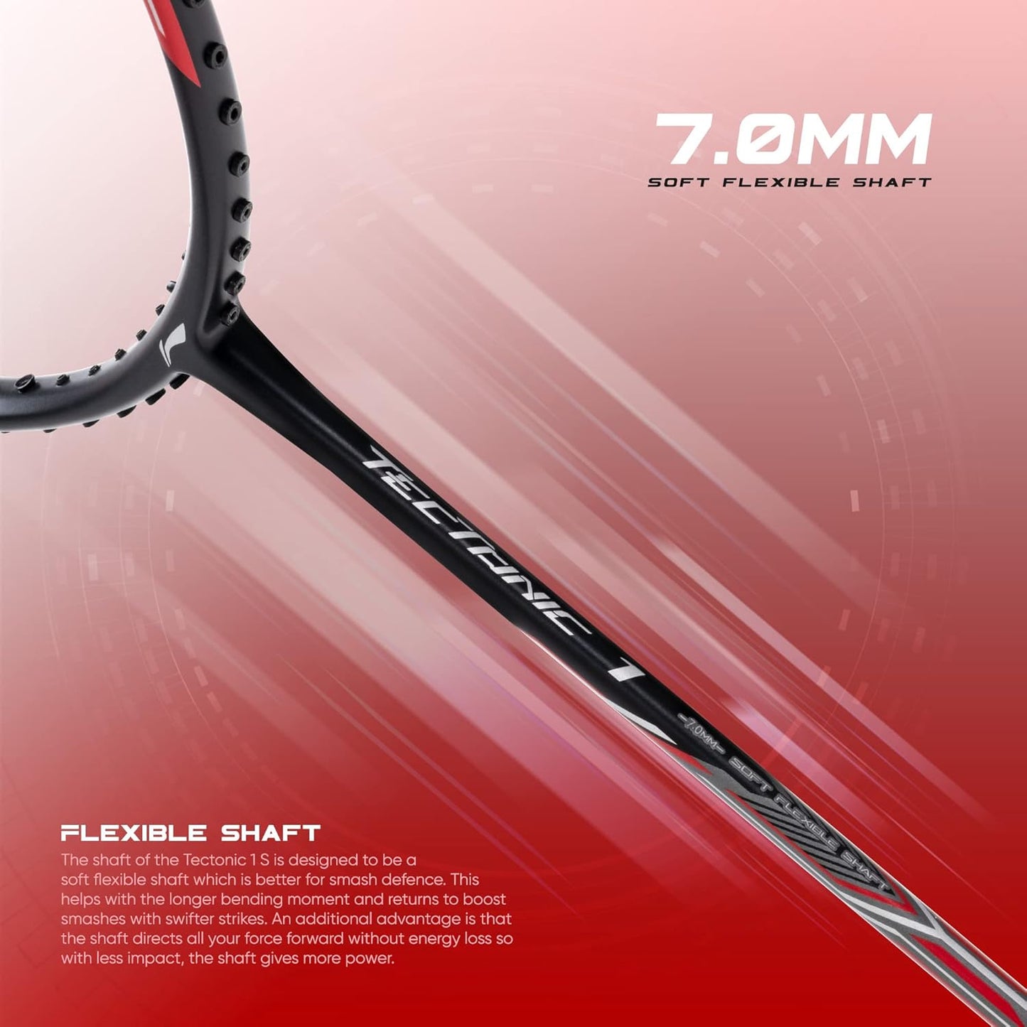 Li-Ning Tectonic 1S Carbon Fibre Strung Badmiton Racket with Full Cover | For Professional | Havey Head | Dynamic Optimum Frame | Maximum String Tension- 26lbs