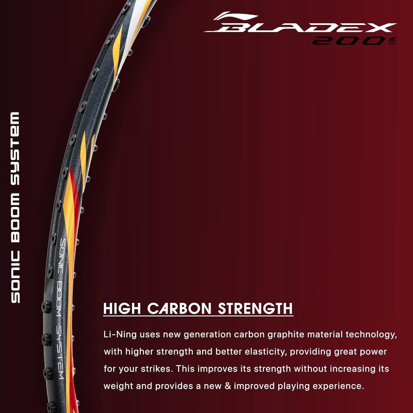Li-Ning BladeX 200R Carbon Fibre Strung Badminton Racquet with Full Cover | For Professional | Light Head | Dynamic Optimum Frame | Maximum String Tension- 27lbs