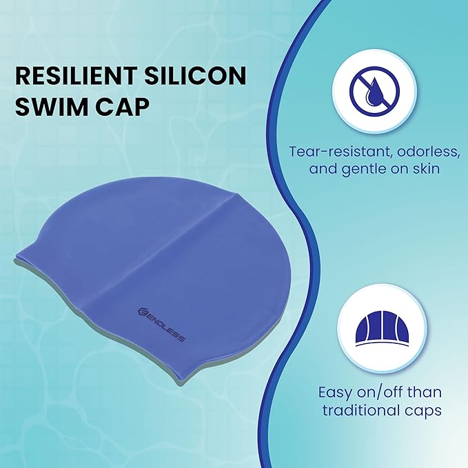 Endless EL1019 Classic Comfortable Plain Silicon Swimming Cap | Fully Elastic Waterproof Swimming Cap for Long and Short Hair with Thicker Edge | For Adults, Women and Men| Size: Free Size| Material : Silicon