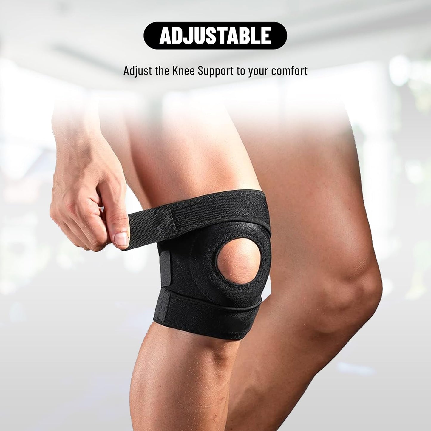 Endless Adjustable Elastic Slip-in Knee Support - Pack of 2 | Black | Material: Neoprene | For Arthritis, Meniscus Tear, ACL, Knee Pain Relief, Runner, Sport, Gym, Sports, Exercise, Workout, Cycling