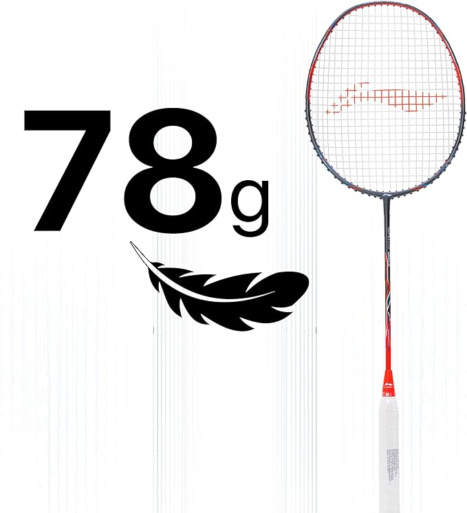 Li-Ning Wind Lite 800 II Carbon Fibre Badminton Strung Racket with Full Cover | For Intermediate | Dynamic Optimum Frame | Heavy Head | Maximum String Tension- 28lbs | Size: 78gm