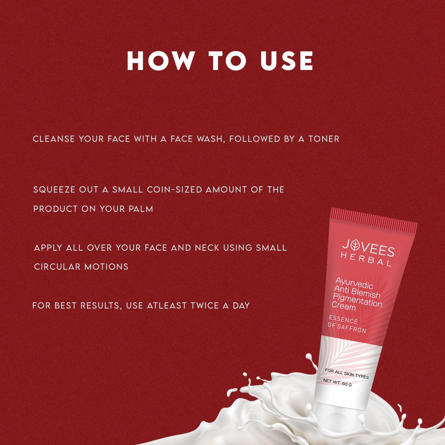 Jovees Anti Blemish Pigmentation Cream (60gm) Essence of Saffron | Reduces Dark Spots, Pigmentation & Blemish | Improves Complexion | Olive Oil | For All Skin Types
