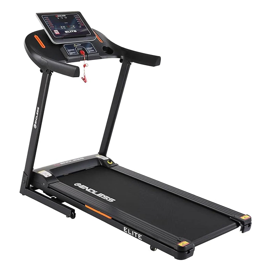 Endless Elite Treadmill for Home Use - 4HP Peak DC Motor 110 kg Max Weight Max Speed 14Km/hr 410mm Area Speakers Foldable with manual Incline