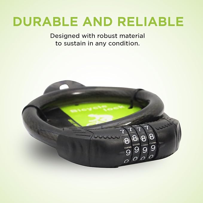 Endless EL1053 Multi Use Lock For Bike, Cycle, Helmet, Luggage with 4 Digit Resettable Cable Lock | Material : Stainless Steel, Rubber | Heavy Duty Anti-Theft Protection All Purposes
