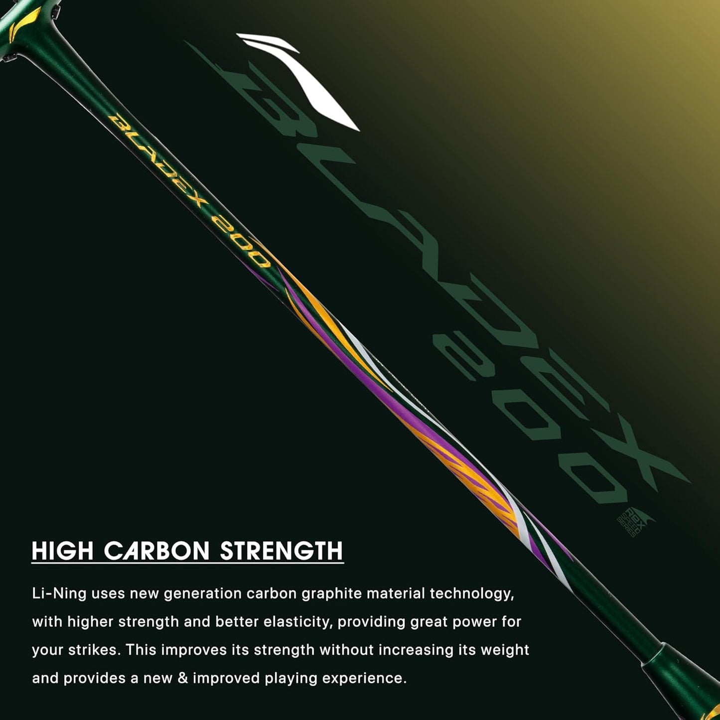 Li-Ning BladeX 200R Carbon Fibre Strung Badminton Racquet with Full Cover | For Professional | Light Head | Dynamic Optimum Frame | Maximum String Tension- 27lbs