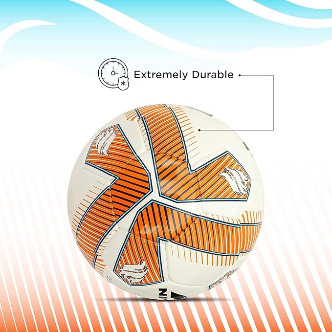 Nivia DOM02 Brace PU Football (Orange, Size 5) | Machine Stitched | 32 Panel | Hobby Playing Ball | Soccer Ball