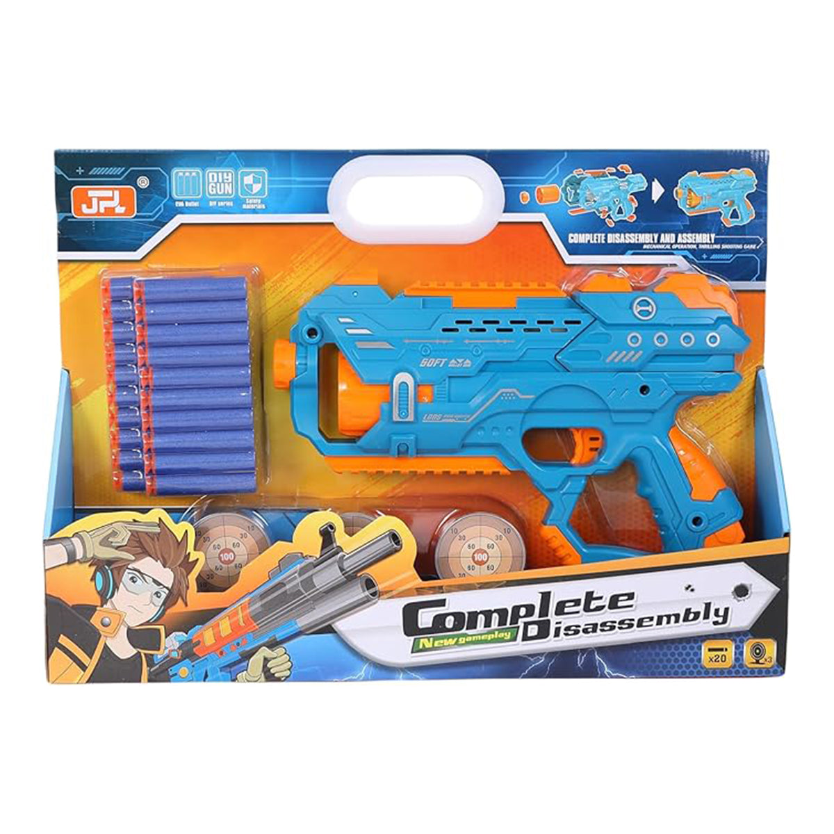 FUNFY DIY Manual 6 Rounds EVA Soft Bullets Firing Dart Gun | Material: Plastic | with 6 - Dart Rotating Drum and 20 Pieces of Soft Bullets for Engaging Play | Endless Fun for Kids