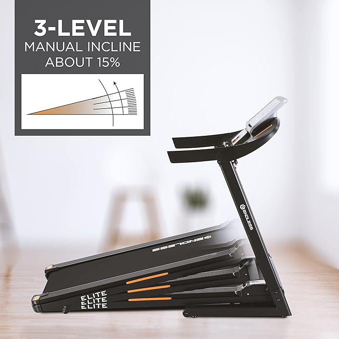 Endless Elite Treadmill for Home Use - 4HP Peak DC Motor 110 kg Max Weight Max Speed 14Km/hr 410mm Area Speakers Foldable with manual Incline