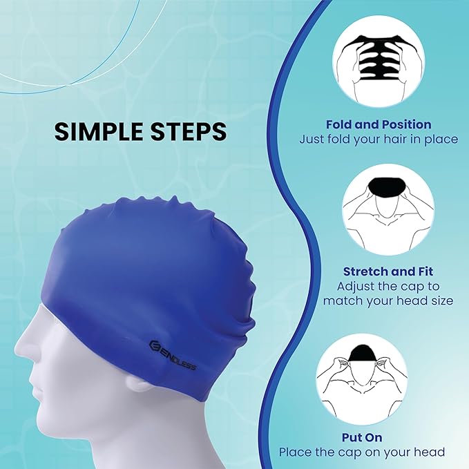 Endless EL1019 Classic Comfortable Plain Silicon Swimming Cap | Fully Elastic Waterproof Swimming Cap for Long and Short Hair with Thicker Edge | For Adults, Women and Men| Size: Free Size| Material : Silicon