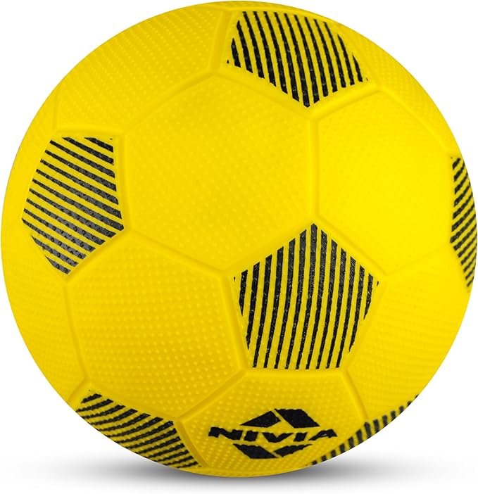 Nivia Home Play Football (Yellow, Size 3) | Machine Stitched | 32 Panel | Hobby Playing Ball | Soccer Ball