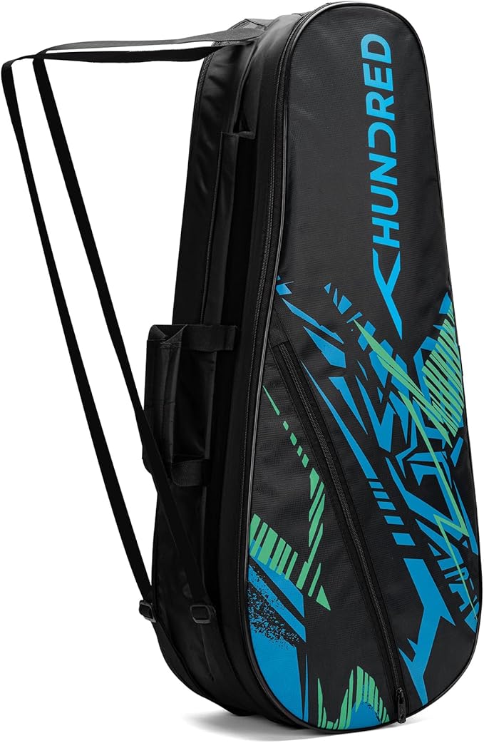 HUNDRED Metro Pack Badminton Kit-Bag (Black/Blue,Navy Large) | Unisex | Material: Polyester | 3 Spacious Compartments | Double Zipper Closure