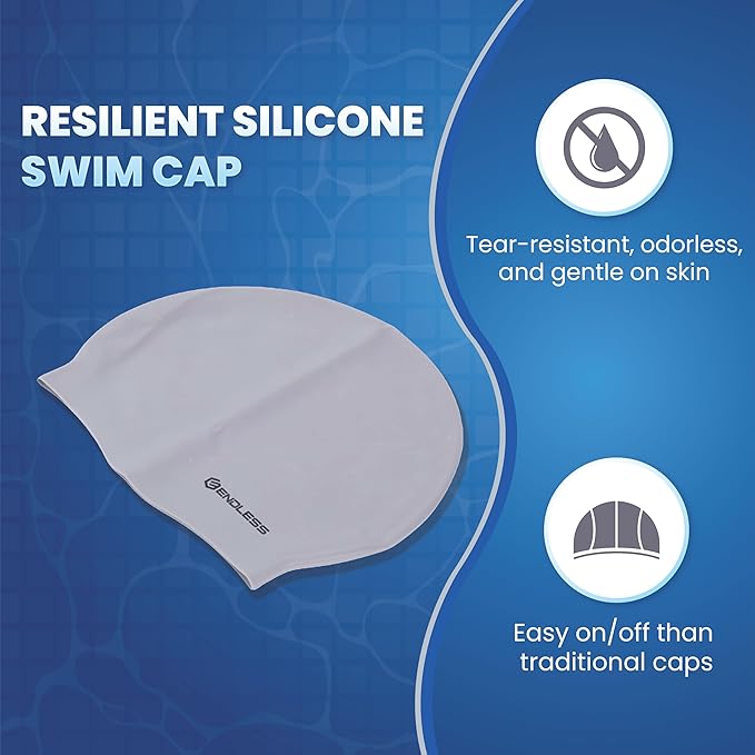 Endless EL1019 Classic Comfortable Plain Silicon Swimming Cap | Fully Elastic Waterproof Swimming Cap for Long and Short Hair with Thicker Edge | For Adults, Women and Men| Size: Free Size| Material : Silicon