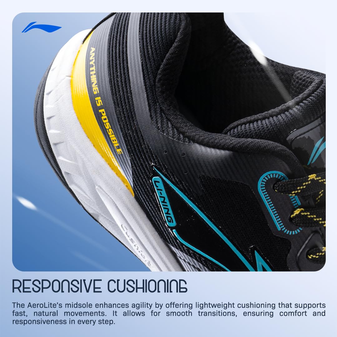 Li-Ning Aero Lite Non-Marking Badminton Shoes | Lightweight & Shock Absorption | Sports Footwear For Unisex | Material: Mesh & TPU Upper