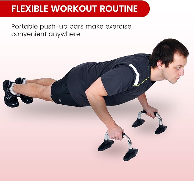 Endless EL1042 Push Up Stands With Foam Handle | Material : Steel, Plastic | For Upper Body Workouts with Comfortable Foam Grip and Non-Slip Bars and Less Wrist Strain