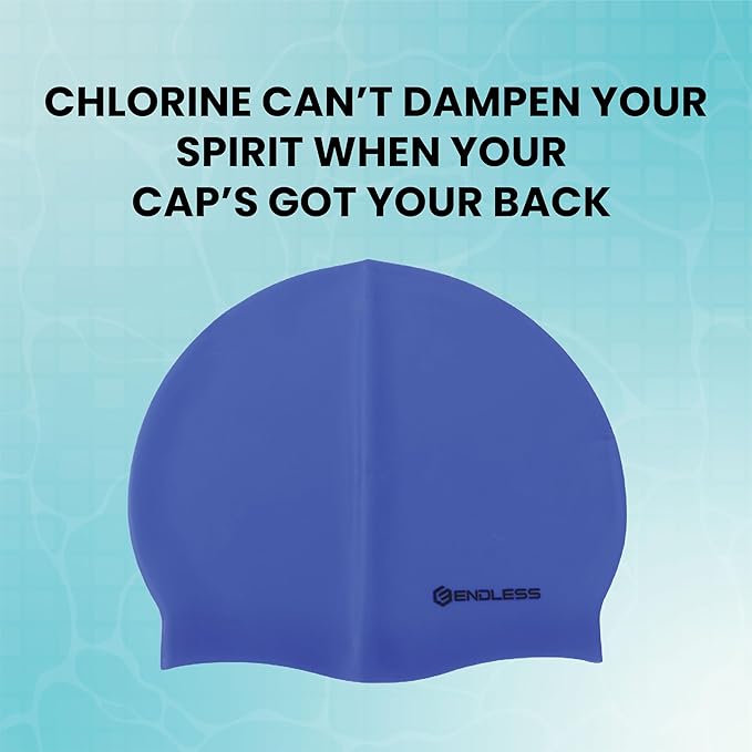 Endless EL1019 Classic Comfortable Plain Silicon Swimming Cap | Fully Elastic Waterproof Swimming Cap for Long and Short Hair with Thicker Edge | For Adults, Women and Men| Size: Free Size| Material : Silicon
