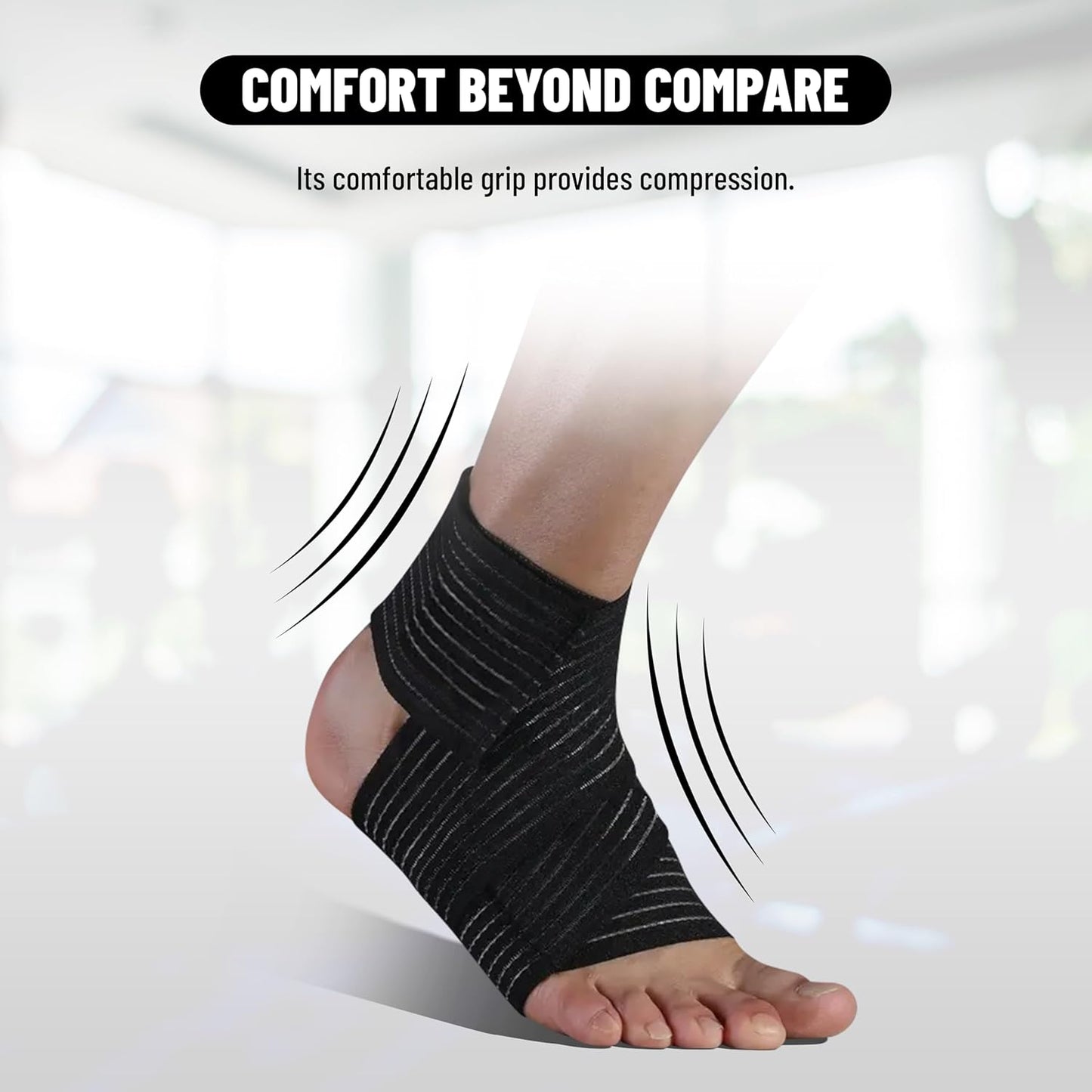 Endless Slip-in Ankle Support Brace | Black | Material: Neoprene & Polyester | for Plantar Fasciitis Neorapathy Relief Sport for Men & Women | Pain Relief, Gym, Sports, Exercise, Cycling