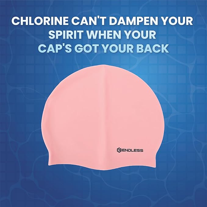 Endless EL1019 Classic Comfortable Plain Silicon Swimming Cap | Fully Elastic Waterproof Swimming Cap for Long and Short Hair with Thicker Edge | For Adults, Women and Men| Size: Free Size| Material : Silicon