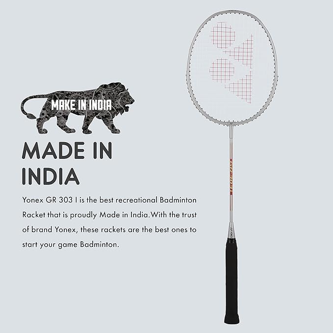 YONEX GR 303i Aluminium Strung Badminton Racket with Full Racket Cover | for Beginners | 83 Grams | High Durability