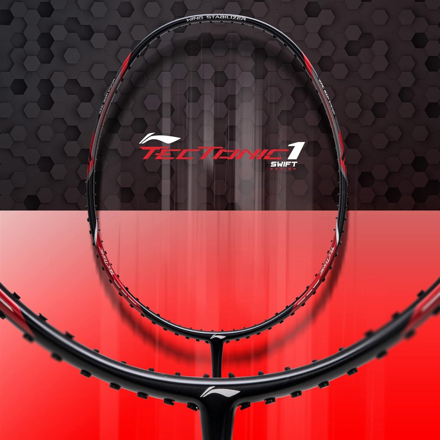 Li-Ning Tectonic 1S Carbon Fibre Strung Badmiton Racket with Full Cover | For Professional | Havey Head | Dynamic Optimum Frame | Maximum String Tension- 26lbs
