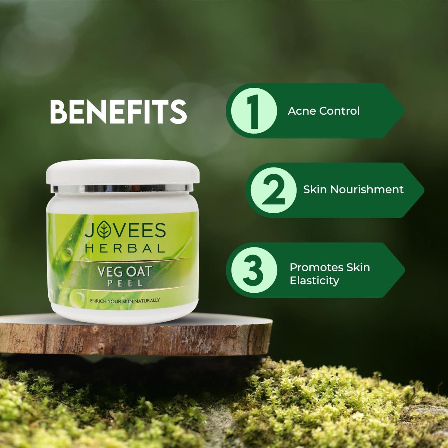 Jovees Herbal Veg Oat Face Peel Removes Acne Pimple and Tanning | with Almond Powder and Wheat Grain 250g
