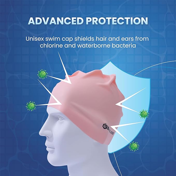 Endless EL1019 Classic Comfortable Plain Silicon Swimming Cap | Fully Elastic Waterproof Swimming Cap for Long and Short Hair with Thicker Edge | For Adults, Women and Men| Size: Free Size| Material : Silicon