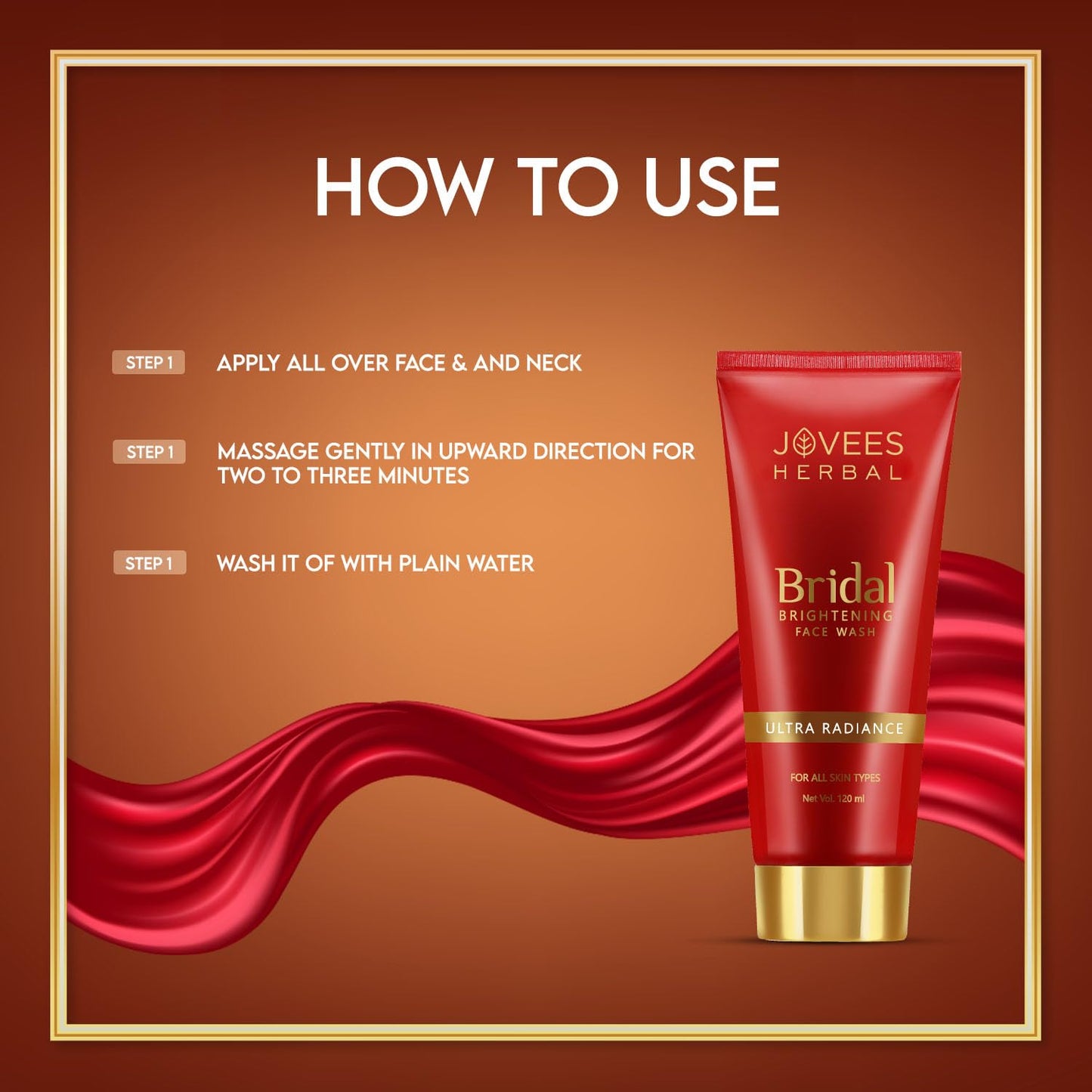 Jovees Bridal Brightening Face Wash (120ml) Ultra Radiance | With Cherry, Bearberry & Mulberry Fruit Extracts | For Brightening Skin | Reduces Dark Spot | Improves Skin Texture | For All Skin Types