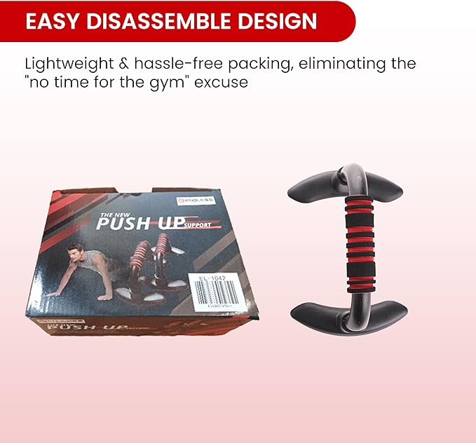 Endless EL1042 Push Up Stands With Foam Handle | Material : Steel, Plastic | For Upper Body Workouts with Comfortable Foam Grip and Non-Slip Bars and Less Wrist Strain