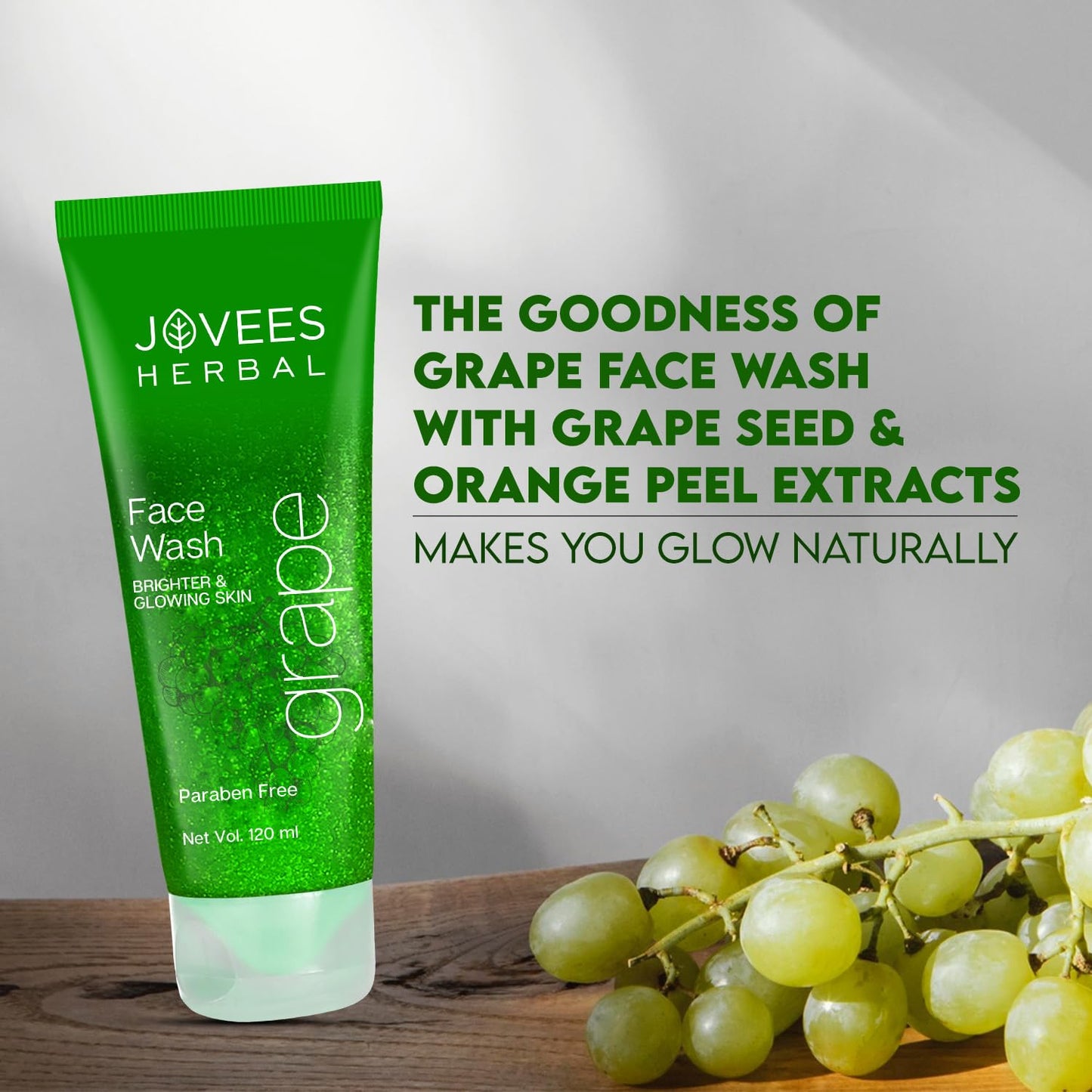 Jovees Grape Face Wash (120ml) Grape Seed & Orange Peel Extracts | For Brighter & Glowing Skin | Deep Cleanses | Reduces Uneven Skin Tone & Fine Lines | Vitamins C and E | For All Skin Types