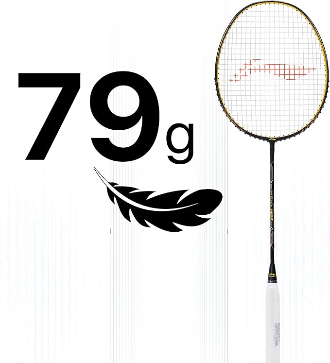Li-Ning Wind Lite 900 II Carbon Fibre Badminton Strung Racket with Full Cover | For Intermediate | Dynamic Optimum Frame | Heavy Head | Maximum String Tension- 28lbs | Size: 79gm