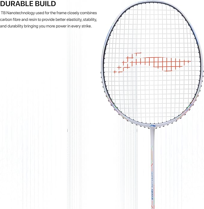 Li-Ning Wind Lite 900 II Carbon Fibre Badminton Strung Racket with Full Cover | For Intermediate | Dynamic Optimum Frame | Heavy Head | Maximum String Tension- 28lbs | Size: 79gm