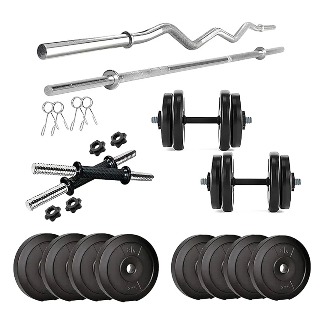 anythingbasic. PVC 50 Kg Home Gym Set with One 3 Ft Curl and One 5 Ft Plain and One Pair Dumbbell Rods Without Accessories