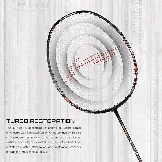 Li-Ning Turbo Charging Z Combat Carbon Fibre Unstrung Badminton Racquet With Cover | Intermediate | Dynamic Optimum Frame | Ultra Smasher | Maximum String Tension- 30lbs
