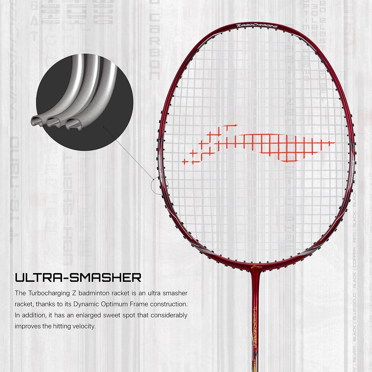 Li-Ning Turbo Charging Z Combat Carbon Fibre Unstrung Badminton Racquet With Cover | Intermediate | Dynamic Optimum Frame | Ultra Smasher | Maximum String Tension- 30lbs
