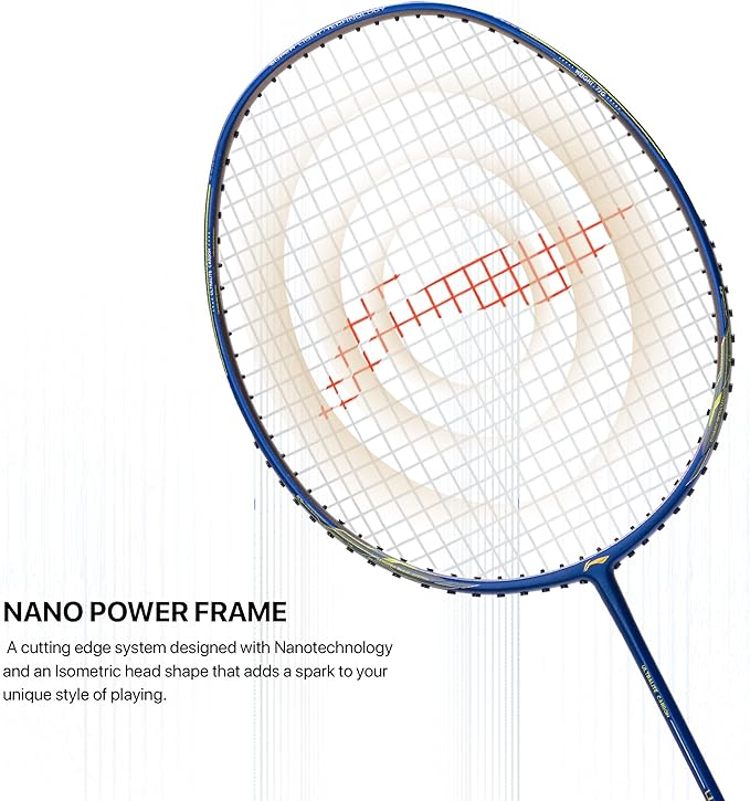 Li-Ning Wind Lite 700 II Carbon Fibre Badminton Strung Racket with Full Cover | For Intermediate | Dynamic Optimum Frame | Heavy Head | Maximum String Tension- 28lbs | Size: 77gm