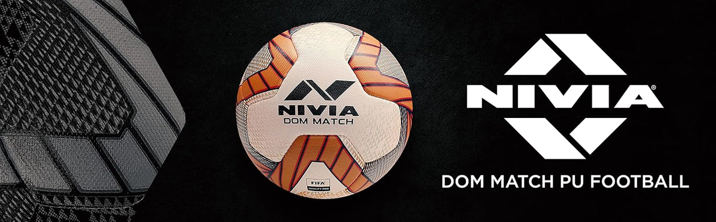 Nivia DOM01 Match PU Football (Golden, Size 5) | Machine Stitched | 8 Panel | PU Micro Fiber top Layer | Soccer Ball | Latex Bladder Core