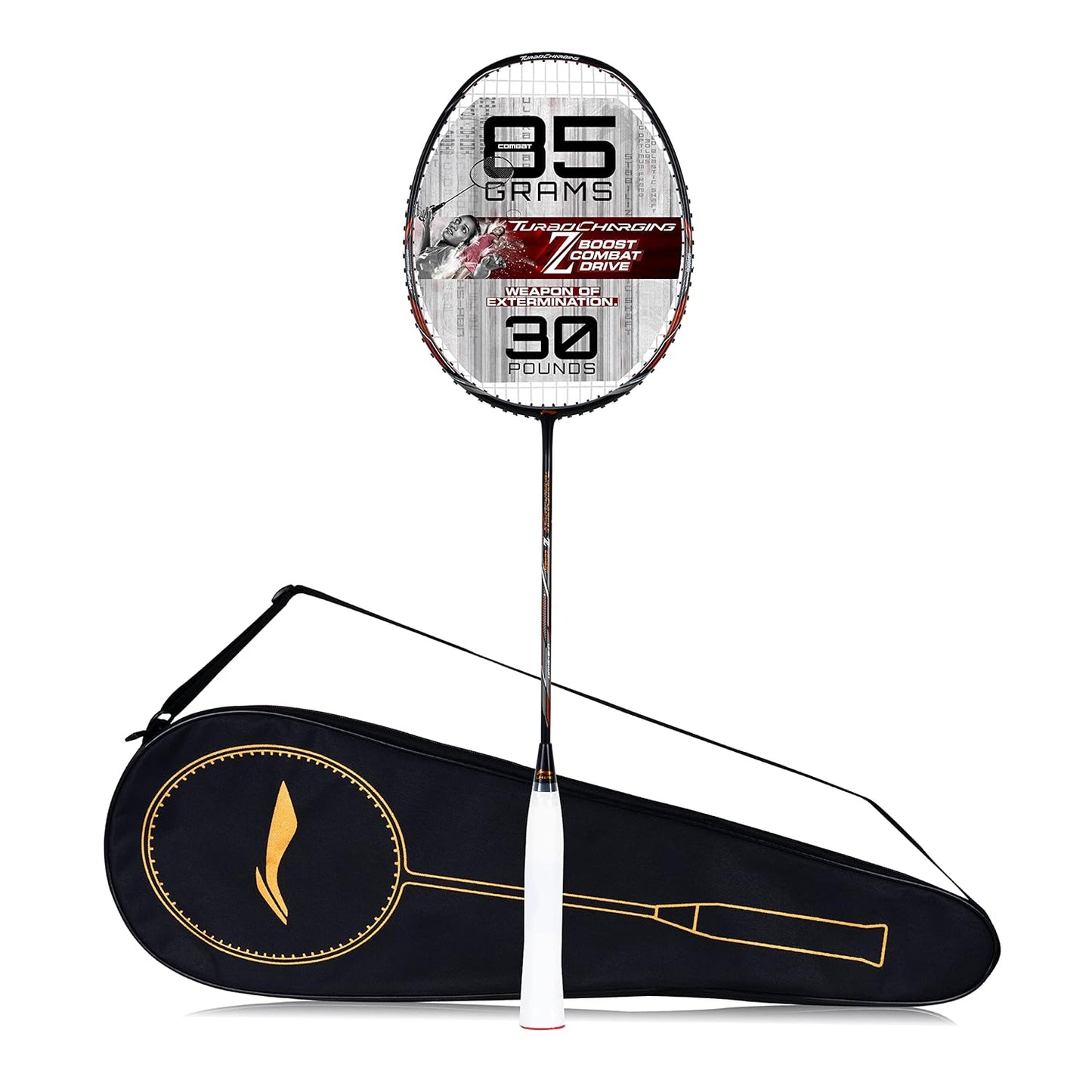 Li-Ning Turbo Charging Z Combat Carbon Fibre Unstrung Badminton Racquet With Cover | Intermediate | Dynamic Optimum Frame | Ultra Smasher | Maximum String Tension- 30lbs