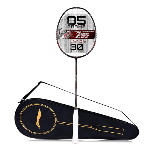 Li-Ning Turbo Charging Z Combat Carbon Fibre Unstrung Badminton Racquet With Cover | Intermediate | Dynamic Optimum Frame | Ultra Smasher | Maximum String Tension- 30lbs
