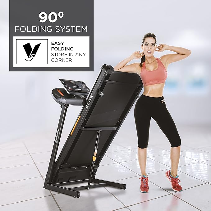 Endless Elite Treadmill for Home Use - 4HP Peak DC Motor 110 kg Max Weight Max Speed 14Km/hr 410mm Area Speakers Foldable with manual Incline