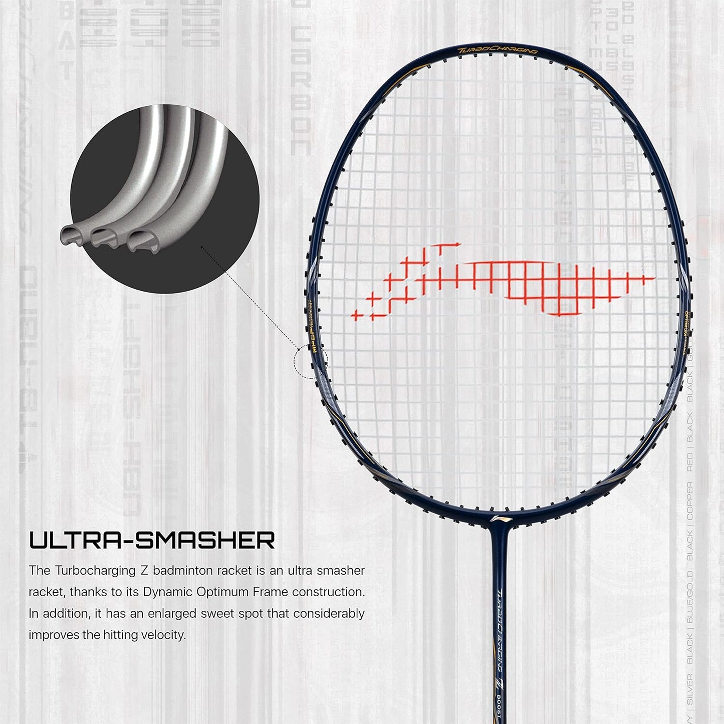 Li-Ning Turbo Charging Z Boost Carbon Fibre Strung Badminton Racquet With Full Cover | Intermediate | Dynamic Optimum Frame | Heavy Head | Maximum String Tension- 30lbs | Size: 83gm