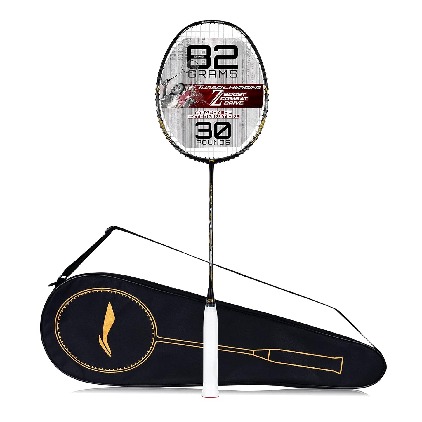 Li-Ning Turbo Charging Z Drive Carbon Fibre Unstrung Badminton Racquet With Full Cover | Intermediate | Dynamic Optimum Frame | Ultra Smasher | Maximum String Tension-30lbs | Size: 82gm