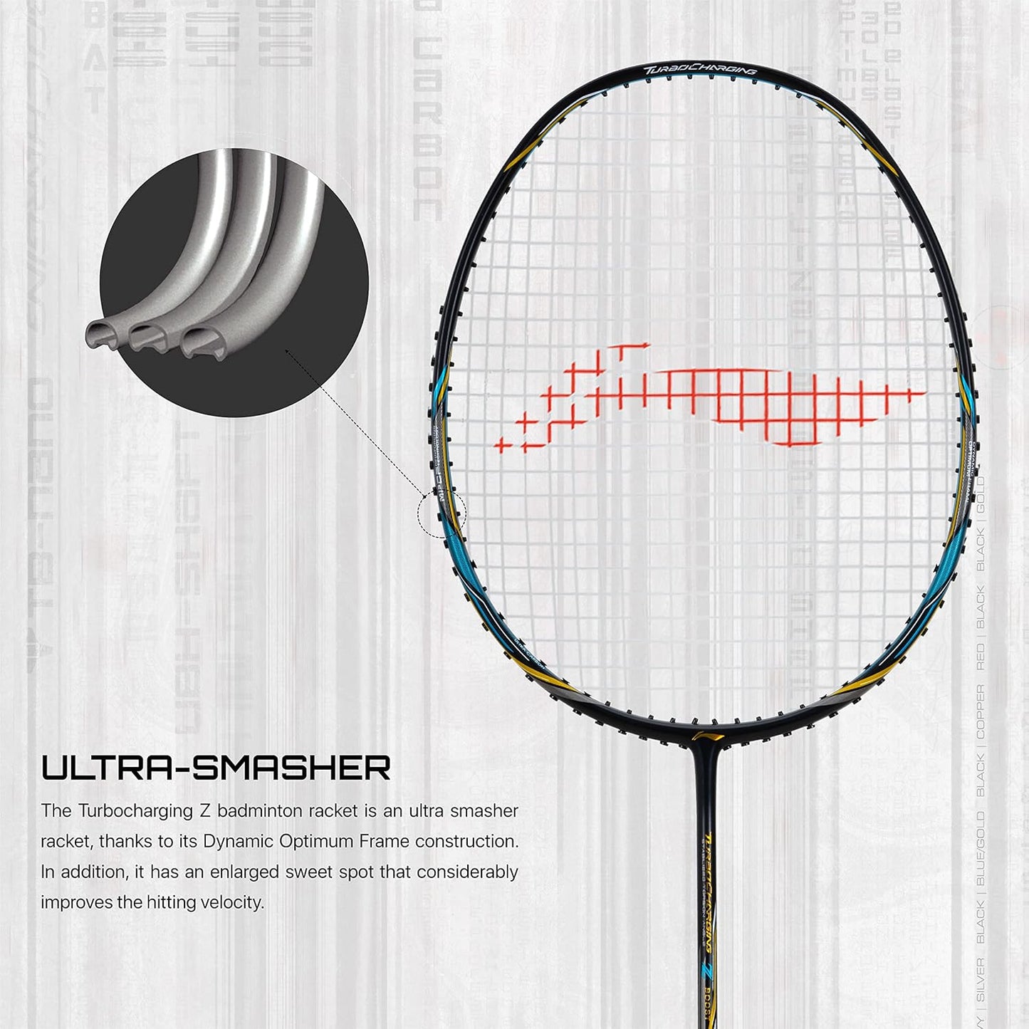 Li-Ning Turbo Charging Z Boost Carbon Fibre Strung Badminton Racquet With Full Cover | Intermediate | Dynamic Optimum Frame | Heavy Head | Maximum String Tension- 30lbs | Size: 83gm