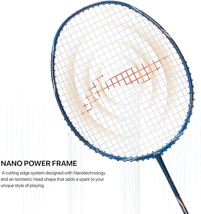 Li-Ning Wind Lite 800 II Carbon Fibre Badminton Strung Racket with Full Cover | For Intermediate | Dynamic Optimum Frame | Heavy Head | Maximum String Tension- 28lbs | Size: 78gm