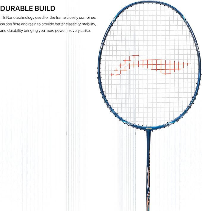 Li-Ning Wind Lite 800 II Carbon Fibre Badminton Strung Racket with Full Cover | For Intermediate | Dynamic Optimum Frame | Heavy Head | Maximum String Tension- 28lbs | Size: 78gm