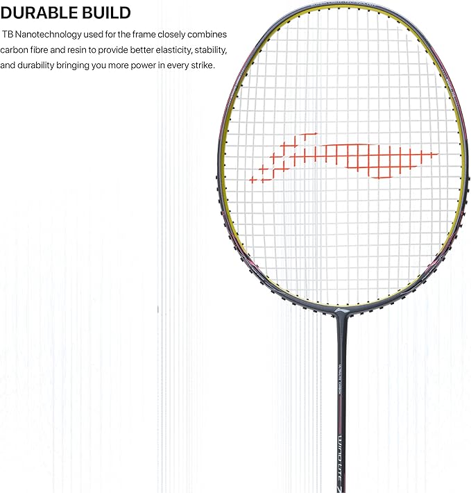 Li-Ning Wind Lite 700 II Carbon Fibre Badminton Strung Racket with Full Cover | For Intermediate | Dynamic Optimum Frame | Heavy Head | Maximum String Tension- 28lbs | Size: 77gm