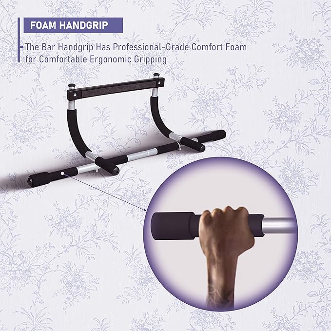 Endless EL1037 Stainless Steel Curved Pull Up Bar for Home Wall | Material : Stainless Steel | For Strengthening Exercises at Home or Gym with Anti-Skid Cushion Grip | For Adult, Men and Women