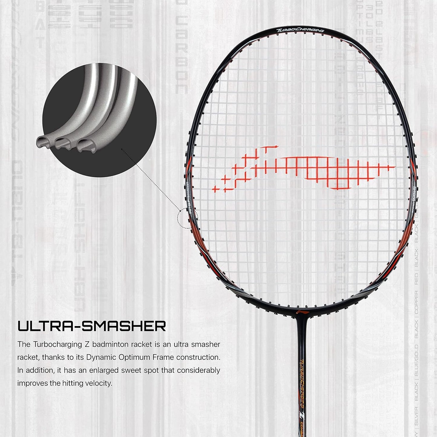 Li-Ning Turbo Charging Z Combat Carbon Fibre Unstrung Badminton Racquet With Cover | Intermediate | Dynamic Optimum Frame | Ultra Smasher | Maximum String Tension- 30lbs