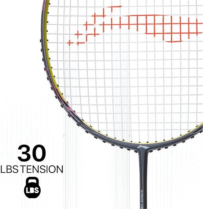 Li-Ning Wind Lite 700 II Carbon Fibre Badminton Strung Racket with Full Cover | For Intermediate | Dynamic Optimum Frame | Heavy Head | Maximum String Tension- 28lbs | Size: 77gm