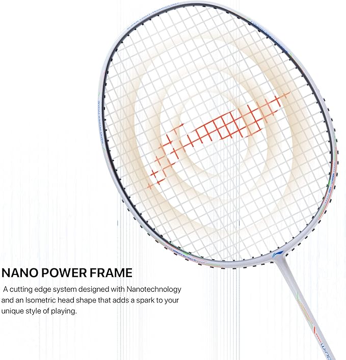 Li-Ning Wind Lite 900 II Carbon Fibre Badminton Strung Racket with Full Cover | For Intermediate | Dynamic Optimum Frame | Heavy Head | Maximum String Tension- 28lbs | Size: 79gm