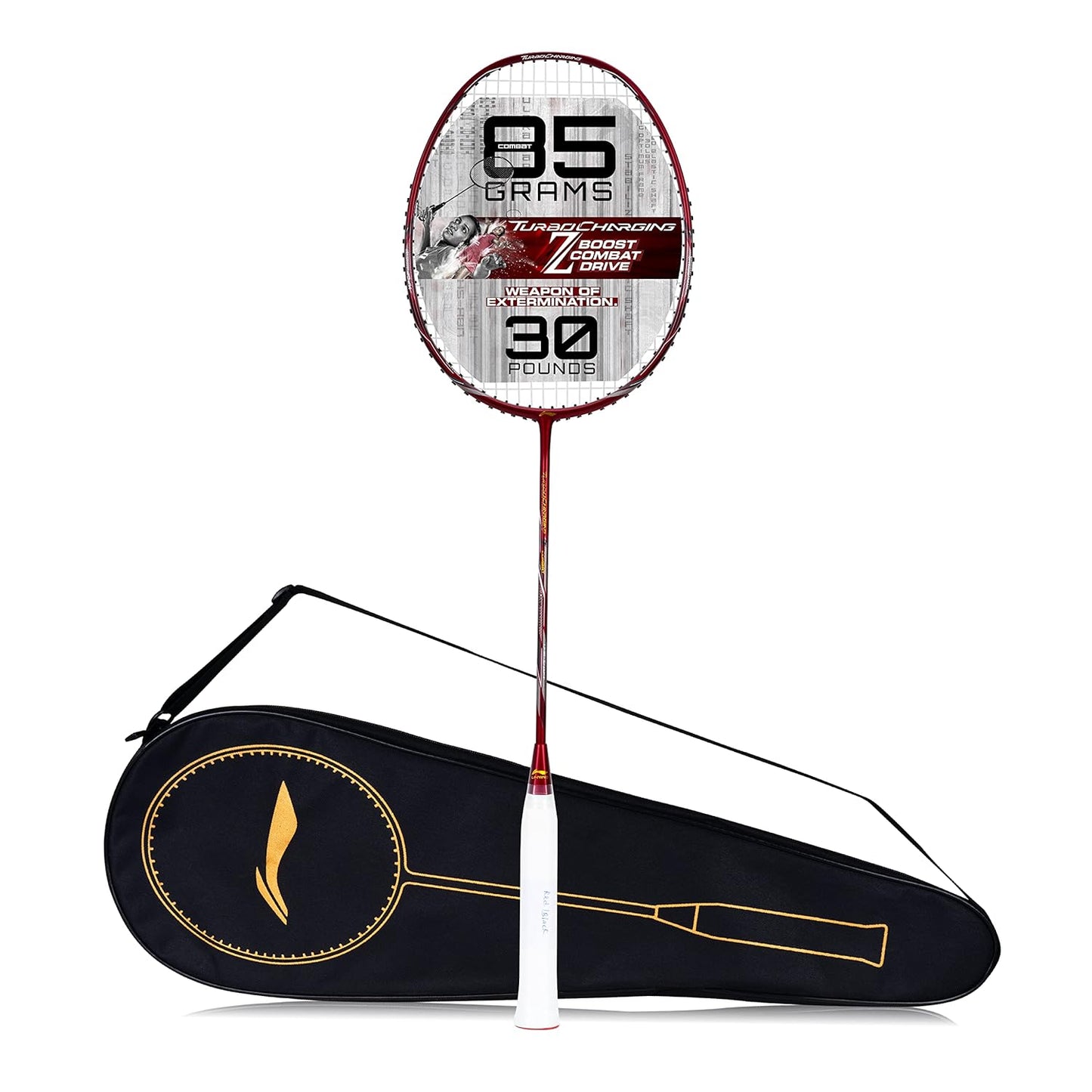 Li-Ning Turbo Charging Z Combat Carbon Fibre Unstrung Badminton Racquet With Cover | Intermediate | Dynamic Optimum Frame | Ultra Smasher | Maximum String Tension- 30lbs